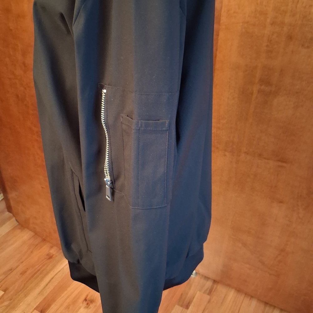 Men's Black Bomber Jacket - Classic Zip Front - Picture 3 of 12